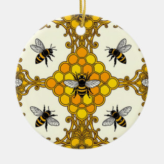 Décoration En Céramique Motif de nid d'abeille Golden Bee