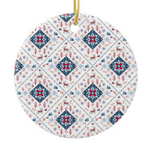 Motif de Noël nordique, flocons de neige et rennes