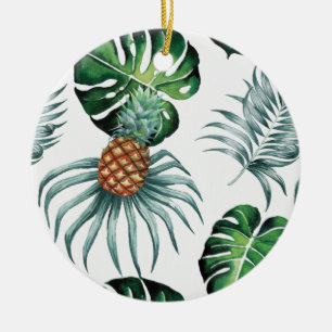 Décoration En Céramique Motif de palmier de jungle à l'aquarelle tropicale