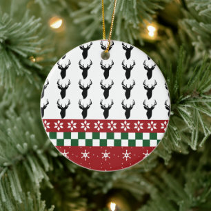 Décoration En Céramique Motif de pull moche de Noël flocon de neige cerf