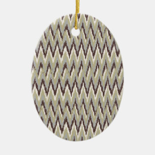 Décoration En Céramique Motif de zigzag d'iKat de café et de sauge