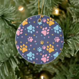 Décoration En Céramique Motif d'empreintes de pattes d'animaux colorés