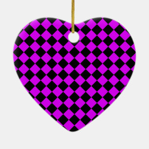 Décoration En Céramique Motif diamant à carreaux noir et violet