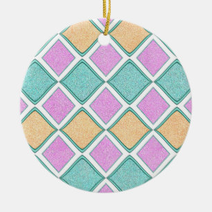 Décoration En Céramique Motif diamant prisme Harlequin pastel