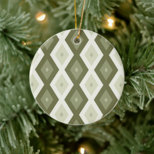 Décoration En Céramique Motif diamant vert olive