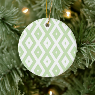 Décoration En Céramique Motif diamant vert pâle et blanc