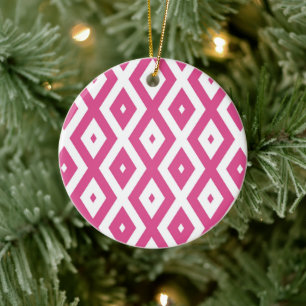Décoration En Céramique Motif en diamant rose et blanc