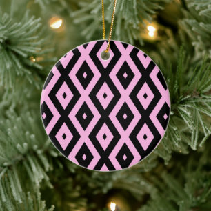 Décoration En Céramique Motif en diamant rose pâle et noir