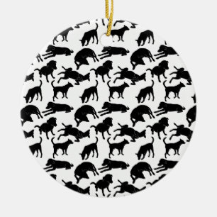 Décoration En Céramique Motif en forme de chien monochrome noir et blanc