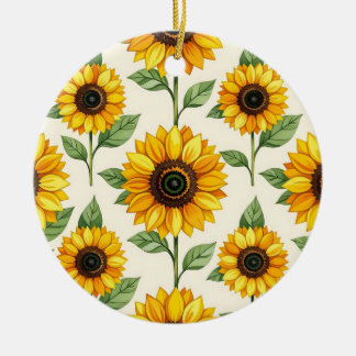 Décoration En Céramique Motif floral de tournesol jaune vif sans couture