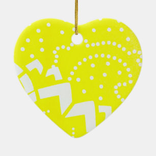 Décoration En Céramique Motif géométrique à points graphiques jaune citron