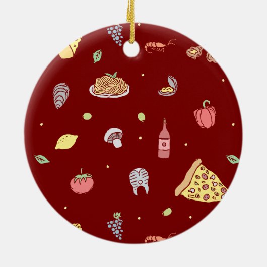 Décoration En Céramique Motif italien. Cuisine italienne sans couture (Dos)