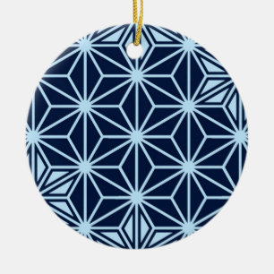 Décoration En Céramique Motif japonais Asanoha - bleu indigo
