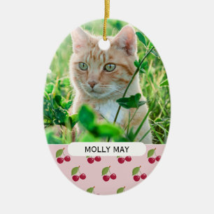 Décoration En Céramique Motif joli cerise Photo de chat personnalisée sur