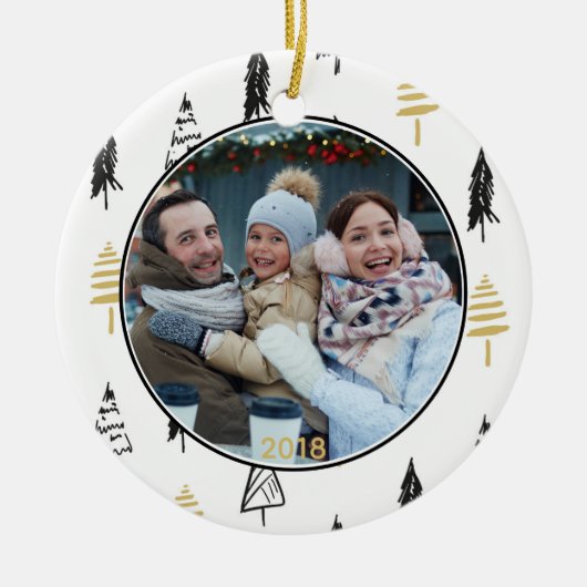 Décoration En Céramique Motif moderne Black & Gold Christmas Tree (Devant)