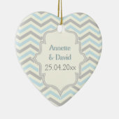 Décoration En Céramique Motif moderne bleu, gris, ivoire chevron (Droite)