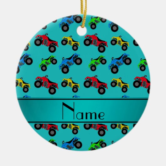 Décoration En Céramique Motif nommé personnalisé d'atv de turquoise (Devant)