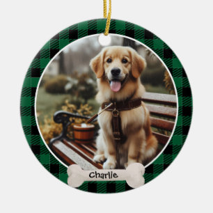 Décoration En Céramique Motif Plaid Vert Nom Personnalisé Et Jolie Photo A