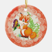 Décoration En Céramique motif renard et papillon (Devant)