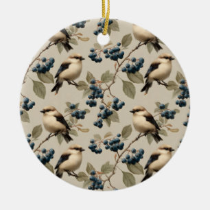 Décoration En Céramique Motif sans couture Vintage Oiseau et Myrtille
