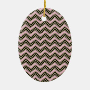 Décoration En Céramique Motif Zigzag noir et rose