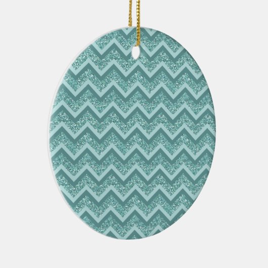 Décoration En Céramique Motif ZigZag Parties scintillant Turquoise (Droite)
