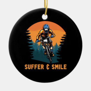 Décoration En Céramique Mountain Bike Suffer And Smile