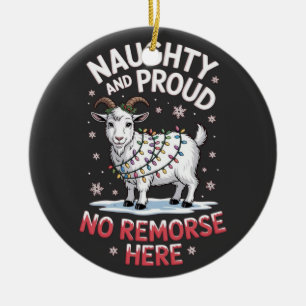Décoration En Céramique Mouton de Noël drôle et fier sans remords