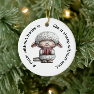 Décoration En Céramique Mouton Mignon et Fantaisiste Lisant un Livre