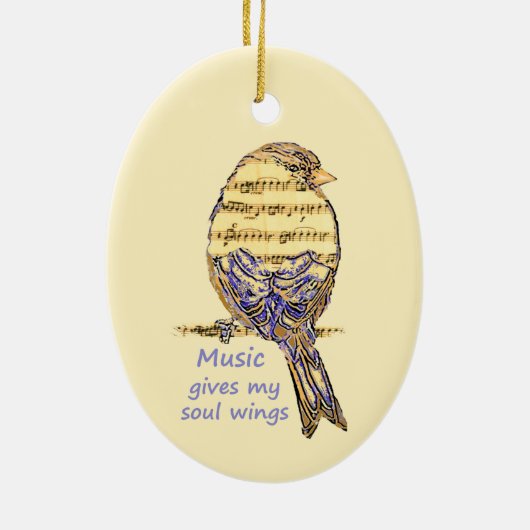 Décoration En Céramique Music Gives my Soul Wings Quote & Bird Art (Dos)