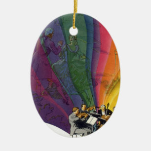 Décoration En Céramique Musique vintage arc-en-ciel, couple victorien dans