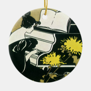 Décoration En Céramique Musique vintage, Miss Traumerei jouant du piano, R