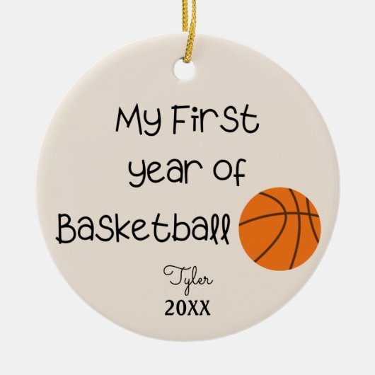 Décoration En Céramique My First Year of Basketball Ornament (Devant)