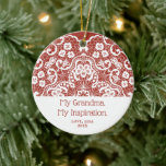 Décoration En Céramique My Grandma My Inspiration Personalized White Lace<br><div class="desc">My Grandma My Inspiration Personalized White Lace Ceramic Ornament. Personalize with your custom information on both front and back.</div>