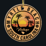 Décoration En Céramique Myrtle Beach South Carolina Retro Sunset Souvenir<br><div class="desc">Ce Myrtle rétro de la Caroline du Sud design Vintage fait un grand cadeau de Noël ou d'anniversaire pour les fans de la plage de Caroline du Sud. Le design rétro des vibes d'été est un cadeau parfait pour les amateurs de voyage et de destinations tropicales.</div>