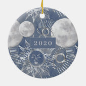 Décoration En Céramique Mystique solaire | Silver Moon Stars Sun Monogram (Dos)