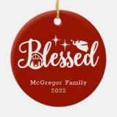 Décoration En Céramique Nativité de Noël Béni Rouge & Blanc (Dos)