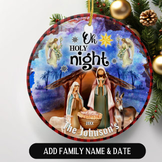 Décoration En Céramique Nativité de Noël Famille personnalisée