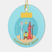 Décoration En Céramique Nativité personnalisée Noël bleu et or (Gauche)