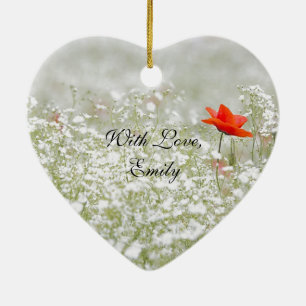 Décoration En Céramique Nature blanche rouge de pré de fleur romantique d