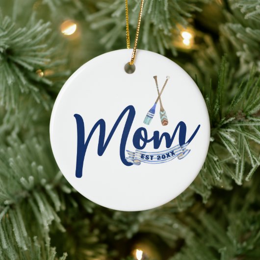 Décoration En Céramique Nautical Mom Established Navy Blue Script  (Arbre)