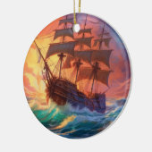 Décoration En Céramique Navire À Voile Sur Une Mer Tempérée (Gauche)