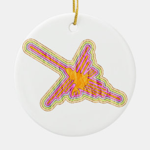 Décoration En Céramique Nazca Lignes Colibri Avec Effet Papier Rincé