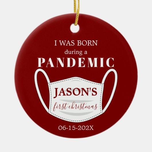 Décoration En Céramique Né en Pandemic Baby 1er Noël Solide (Devant)