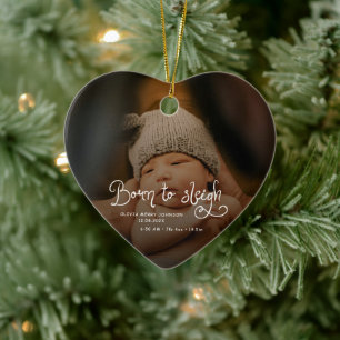 Décoration En Céramique Né pour dévaler bébé photo naissance stats Noël