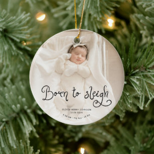 Décoration En Céramique Né pour dévaler bébé photo naissance stats Noël