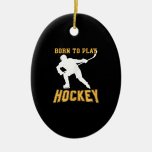 Décoration En Céramique Né Pour Jouer Au Joueur De Hockey Sur Gift De Fie