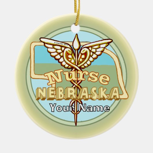 Décoration En Céramique Nebraska Nurse Caduceus (Devant)