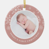 Décoration En Céramique Neige délicate | Première photo de Noël du bébé (Devant)