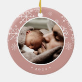 Décoration En Céramique Neige délicate | Première photo de Noël du bébé (Dos)